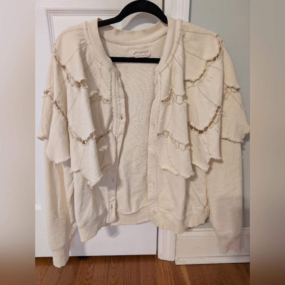 Cream Ruffled Cardigan
